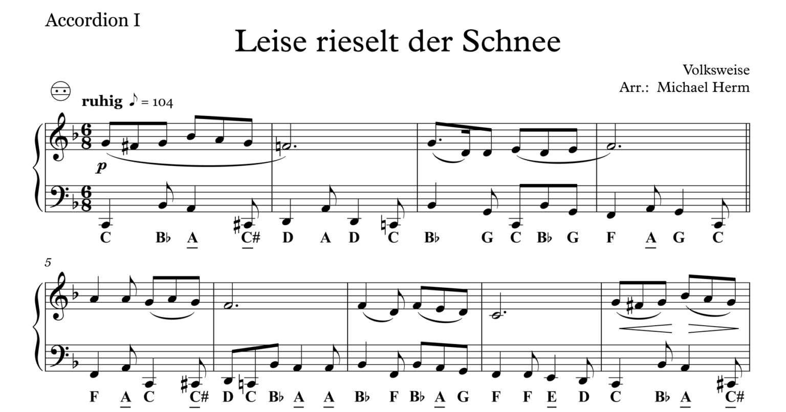 Leise rieselt der Schnee (Accordion Duo) Akkordeon Noten Leise rieselt der Schnee (Accordion Duo) Akkordeon Noten