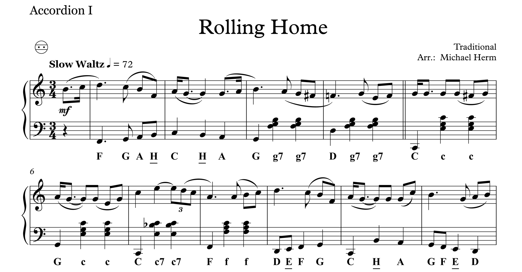 Rolling Home (Accordion Duo) – Akkordeon Noten