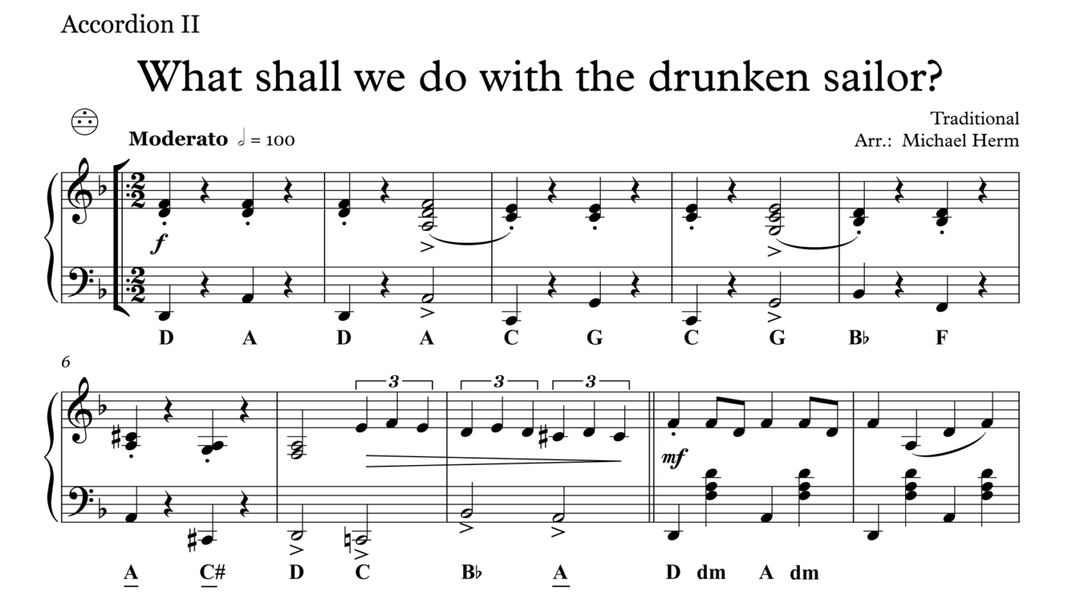 What Shall We Do With The Drunken Sailor Deutsch What shall we do with the drunken sailor (Accordion Duo) – Akkordeon Noten