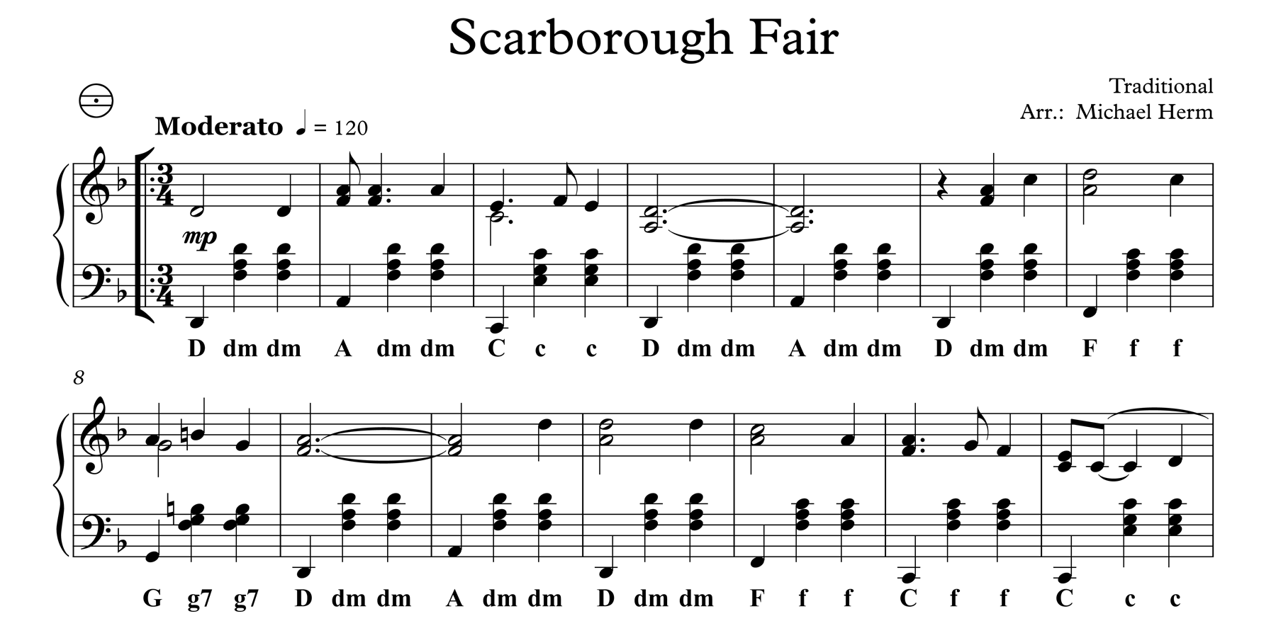 Scarborough Fair Accordion Solo Akkordeon Noten