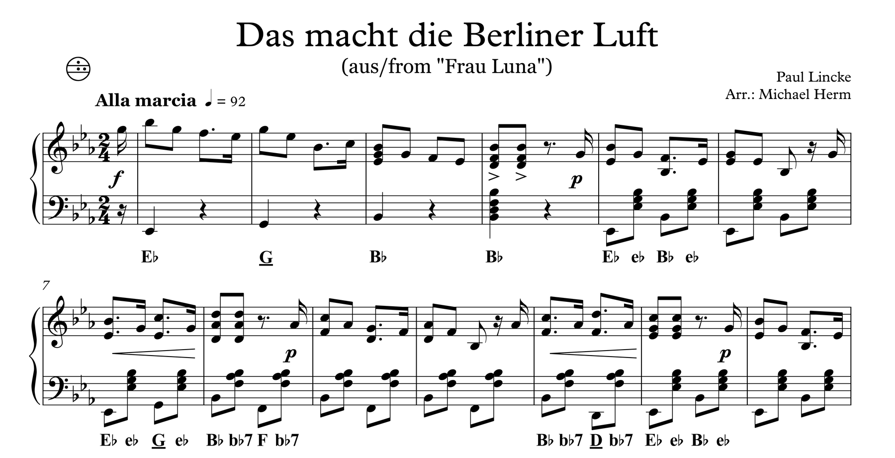 Das macht die Berliner Luft (Accordion Solo) – Akkordeon Noten